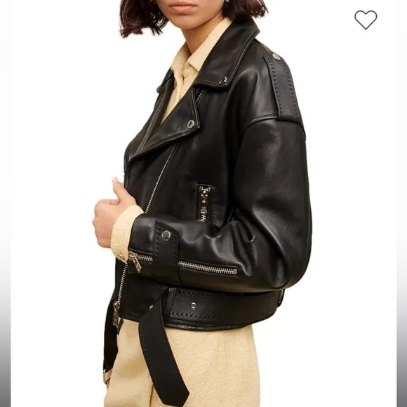 NWT Maje black leather biker jacket size 36 - Picture 3 of 9